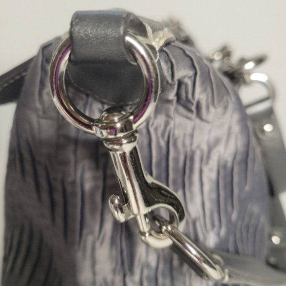 Authentic Coach Ashley gathered satin satchel gray shoulder handbag F20084 - Picture 5 of 13